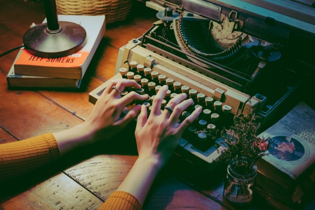 woman typing