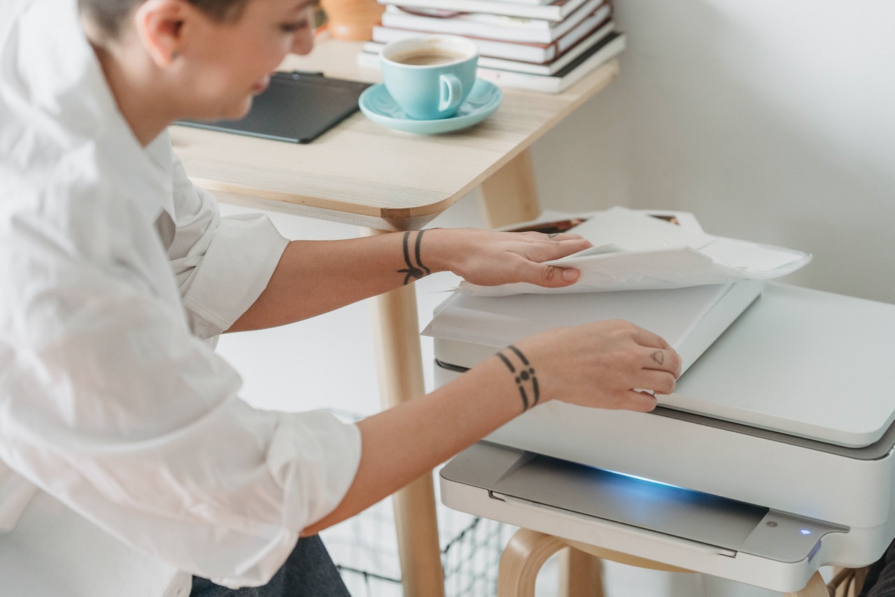 woman using a printer